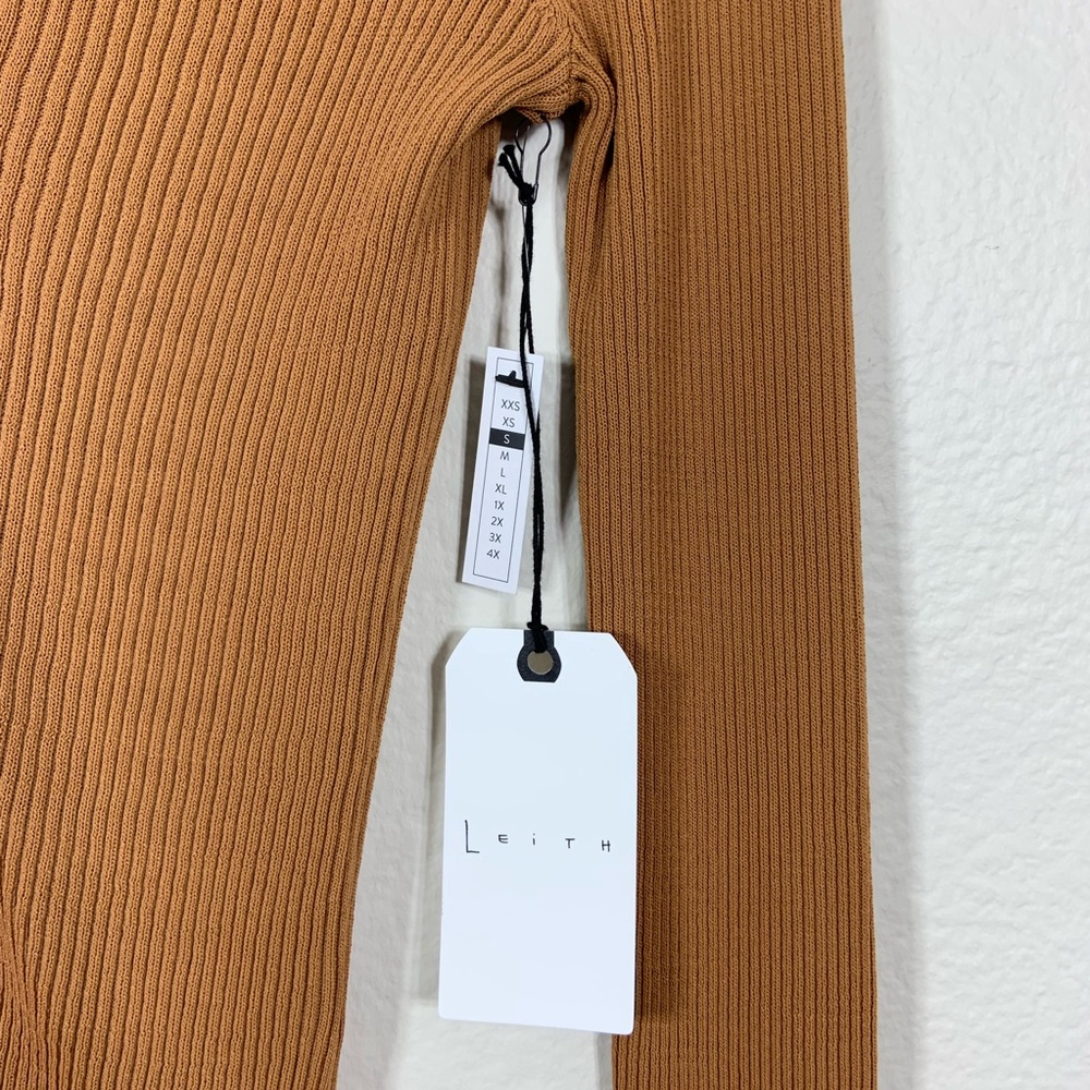 LEITH V-neck Ribbed Henley L/S Tan Size Small - Picture 6 of 8